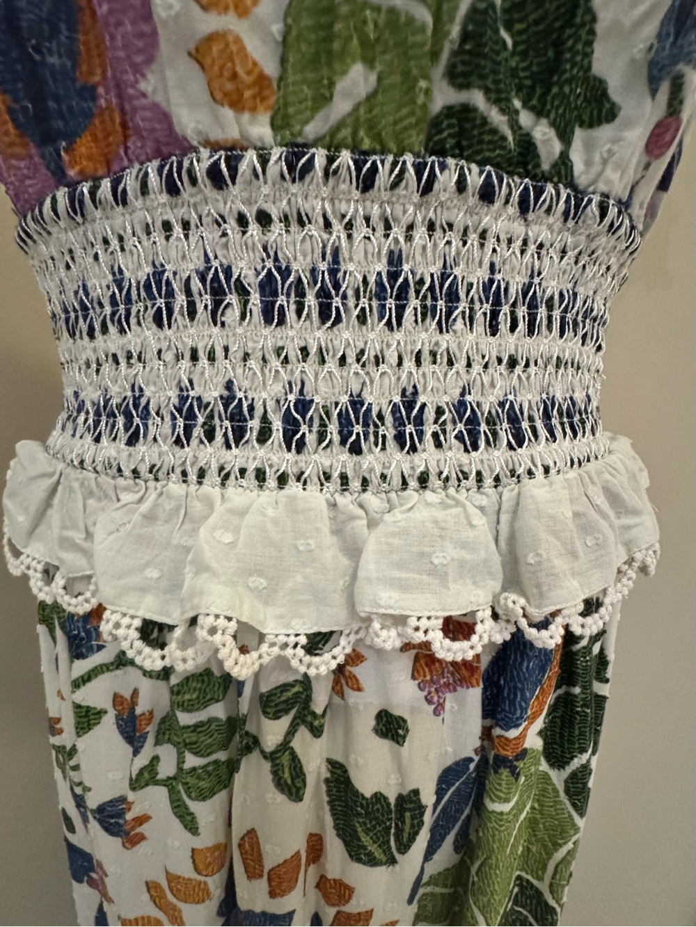 Farm Rio Floral Eyelet Ruffle Maxi Dress  Summer Garden Size XL NWT - Picture 7 of 8